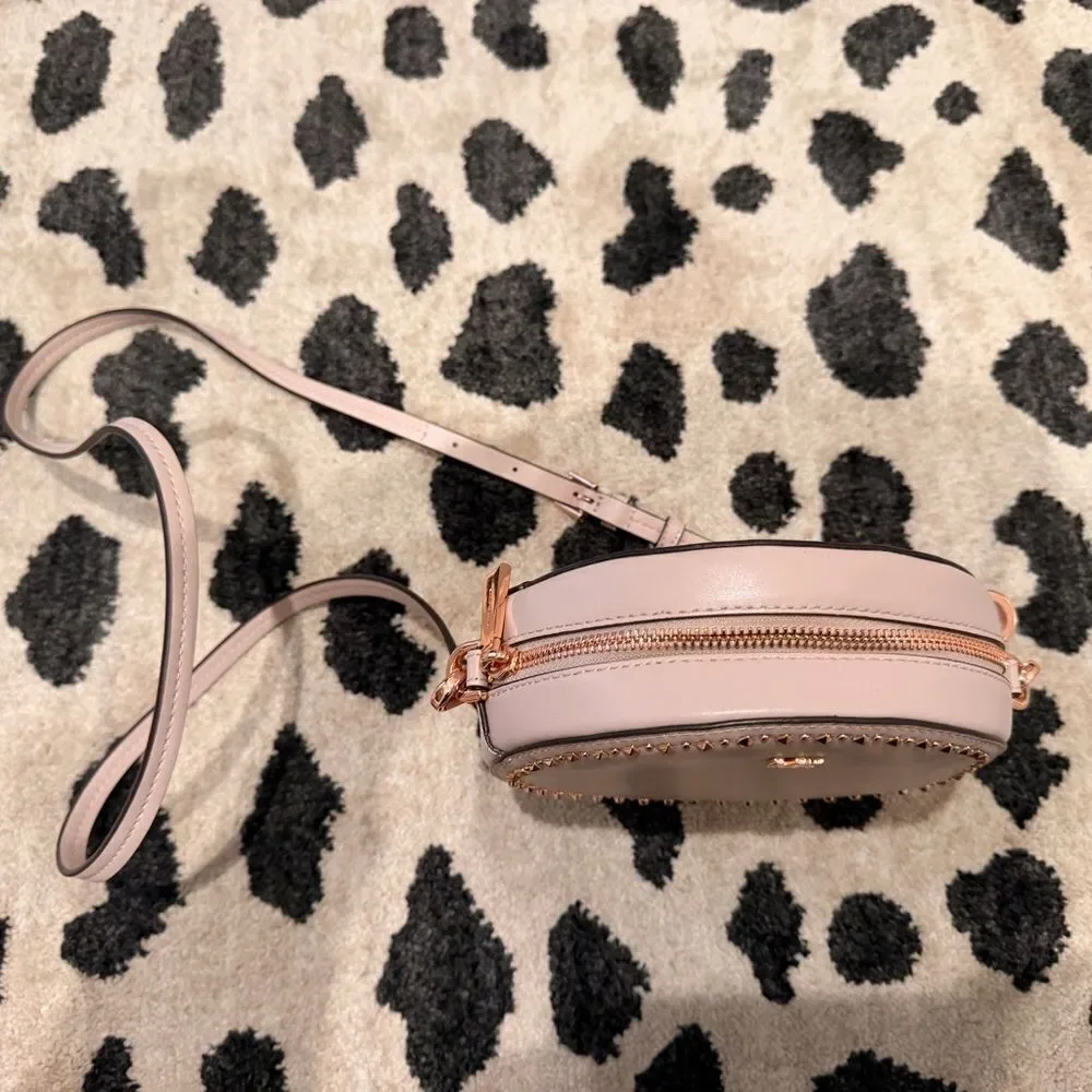 Michael Kors Blush Round Crossbody Bag with Gold Accents